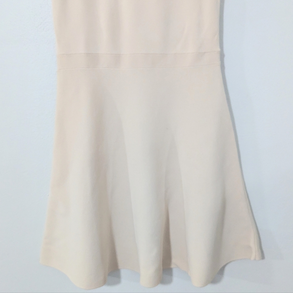 Ann Taylor NWT Mesh Neckline Skater Dress Sleeveless Stretch Beige Medium M - Picture 6 of 12